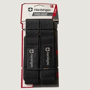 Harbinger Padded Cotton Lifting Straps 21.5 Inch Black Weightlifting Grip New